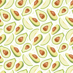 Avocado vector illustrations. Seamless pattern background. hand draw cartoon Scandinavian nordic design style for fashion or interior or cover or textile.
