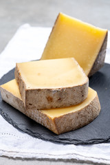 French cheese Comte, three varieties 1 year matured Prestige, fruity flavoured Fruite and Vieille Reserve