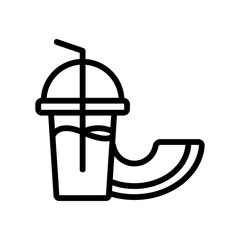 melon fresh with straw icon vector. melon fresh with straw sign. isolated contour symbol illustration