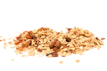 Heap stack of Healthy breakfast muesli with fruit and nut