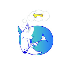 funny bull, sticker,  dog, bullterrier, sleepy