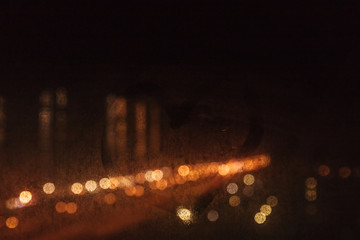 bokeh of the road lights throuh the window