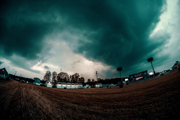 bad weather at an empty festival