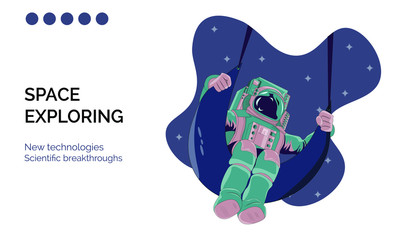 Web banner template. Presentation. Space explore. Children cartoon vector illustration. Science. Horizontal banners. Art vector illustration.