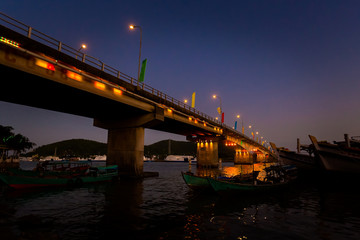 Obraz na płótnie Canvas Night cityscape of Ha Tien