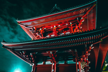 Old Japanese temple at night