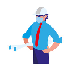 industrial worker man working with face mask