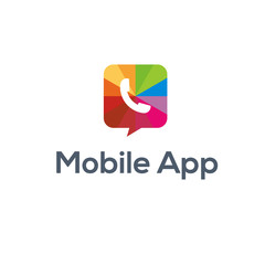 Mobile Logo Vector Icon Template. App Logo Modern Design Concept. Phone Icon at Colorful Shape.