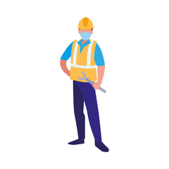 industrial worker man working with face mask