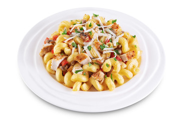 Roasted chicken mushroom pepper pasta