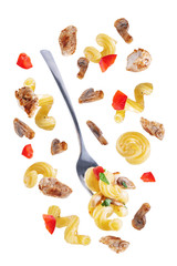 Roasted chicken mushroom pepper pasta