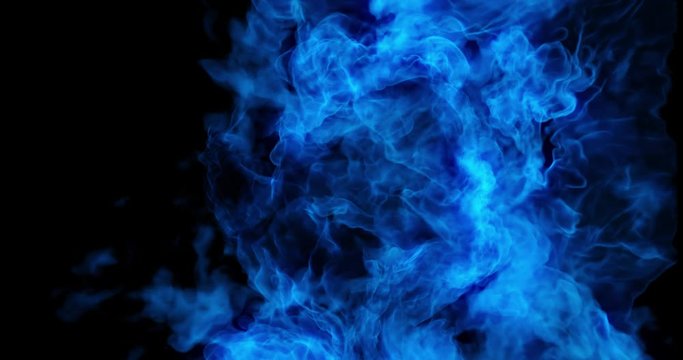 4K Abstract motion background of Blue flames, burning heat, dancing fire forming in wave flow seamless loop. energy waves and simulated inferno, flames. Seamless loop. 3D rendering