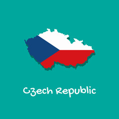 Vector map of Czech Republic painted in the colors of the flag. The country's borders with shadow. Isolated vector illustration.