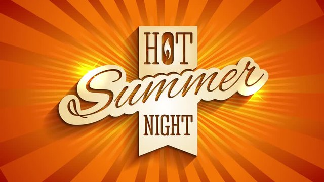 hot summer night ad for travel agency made with 3d effect lettering on background with sun rays stretched to the center