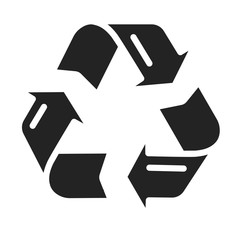 Recycle black glyph icon. Eco friendly Pollution prevention symbol Enviroment protection. UI UX GUI design element.