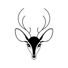 The face of a female deer. Logo, sign, icon, symbol.