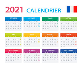 2021 Calendar French - vector illustration, French version
