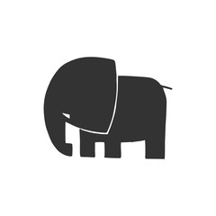 Logo elephant. Black silhouette on a white background.