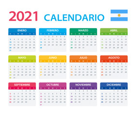 2021 Calendar Argentinian - vector illustration, Argentinian version