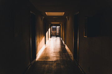 Empty hallway in hotel in southern California