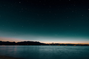 Naklejka na ściany i meble landscape at Lake Tahoe at night