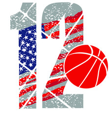 Basketball American flag Print embroidery graphic design vector art