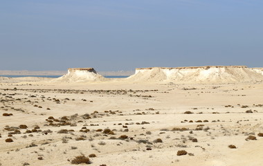 désert du Qatar et formation rocheuse