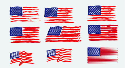 American flag embroidery graphic design vector art