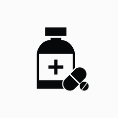 pill bottle flat icon vector logo design trendy 