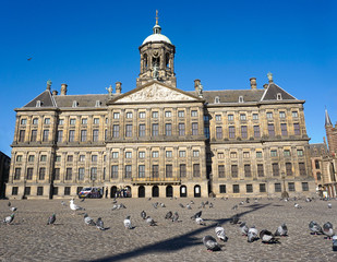 Fototapeta premium Empty Dam Square in Amsterdam