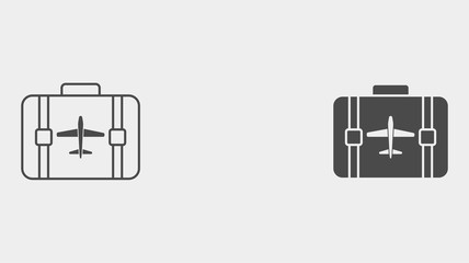 Travel bag outline and filled vector icon sign symbol
