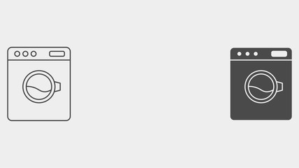 Washing machine outline and filled vector icon sign symbol