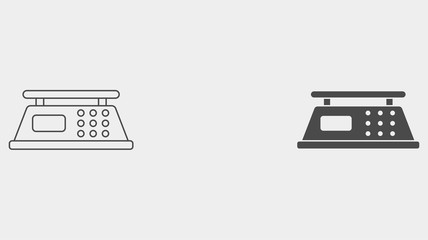 Weight scale outline and filled vector icon sign symbol