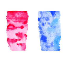 Pink and blue watercolor templates, colorful paper textures on the white background. Can be used as a template, for background, design, print and decor element