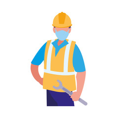 industrial worker man working with face mask