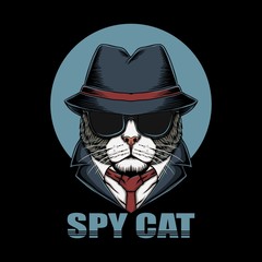 Spy cat head vector illustration