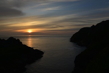 Le Pulec, Jersey, U.K. Calm coastal sunset.
