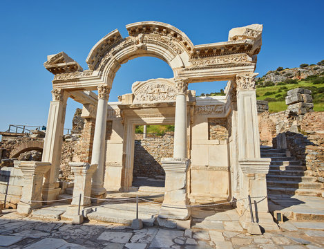 The Hadrian temple in the ancient city of Ephesus near Selcuk, Turkey.