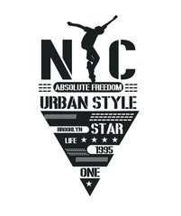 New york city Skateboarder embroidery graphic design vector art