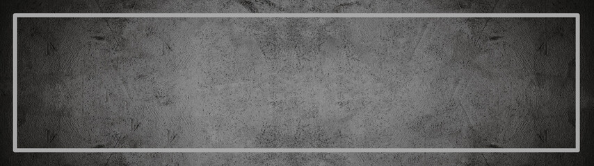White rectangle frame isolated on black anthracite stone concrete blackboard chalkboard texture background panorama banner long, with space for text 