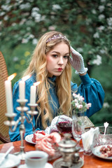 fantasy portrait of a girl at tea time