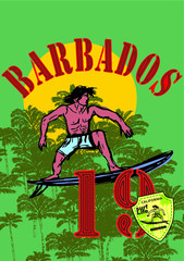 Barbados Surfer embroidery graphic design vector art
