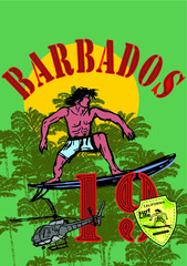 Barbados Surfer embroidery graphic design vector art