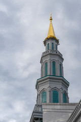 Fototapeta na wymiar MOSCOW - July, 2018: Tower with spire of central moscow mosque.