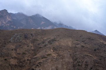Dense fog in the mountains