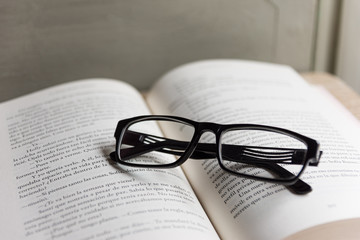 book and glasses