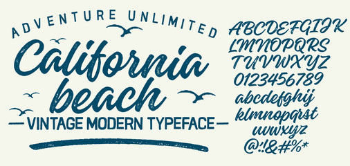 Vintage Brush Script Modern Alphabet. Retro Typeface. Textured unique brush in alphabet style. Letters.Vector Alphabet. Exclusive Custom Letters. - obrazy, fototapety, plakaty