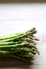 Fresh asparagus on a table. Selective focus.