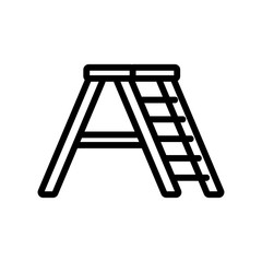 wide staircase with large platform upstairs icon vector. wide staircase with large platform upstairs sign. isolated contour symbol illustration