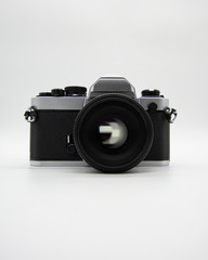 Analog camera in silver and black